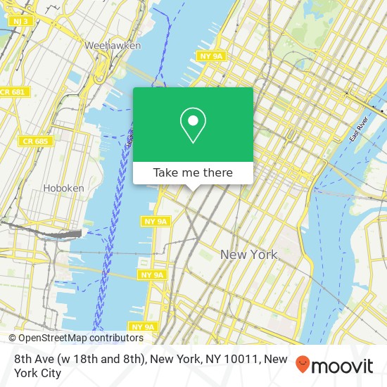 Mapa de 8th Ave (w 18th and 8th), New York, NY 10011