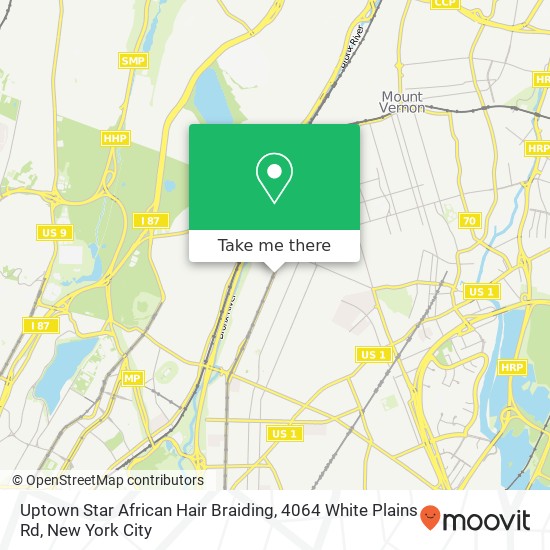 Mapa de Uptown Star African Hair Braiding, 4064 White Plains Rd