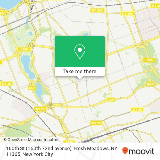 Mapa de 160th St (160th 72nd avenue), Fresh Meadows, NY 11365