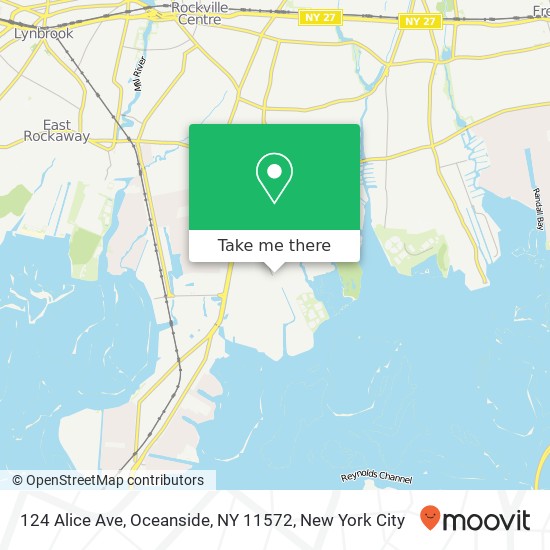 Mapa de 124 Alice Ave, Oceanside, NY 11572