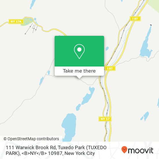 Mapa de 111 Warwick Brook Rd, Tuxedo Park (TUXEDO PARK), <B>NY< / B> 10987