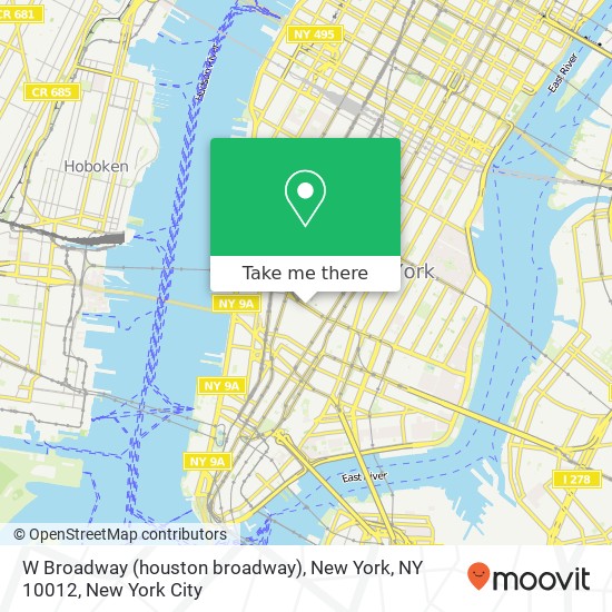 Mapa de W Broadway (houston broadway), New York, NY 10012