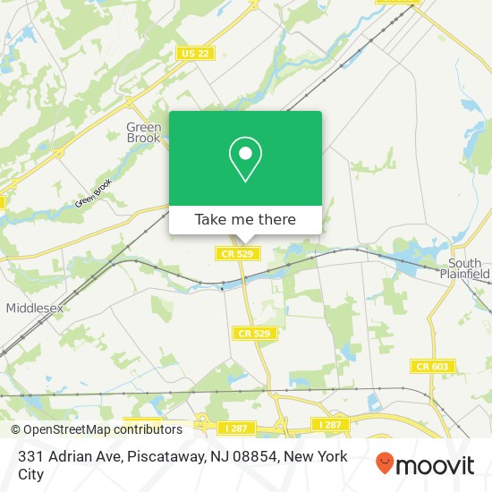 Mapa de 331 Adrian Ave, Piscataway, NJ 08854