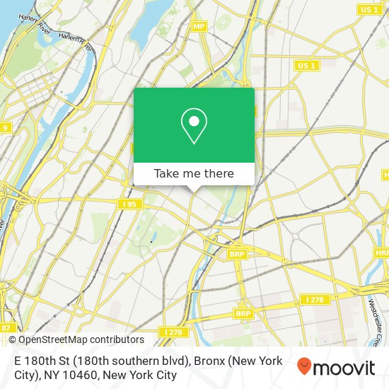Mapa de E 180th St (180th southern blvd), Bronx (New York City), NY 10460
