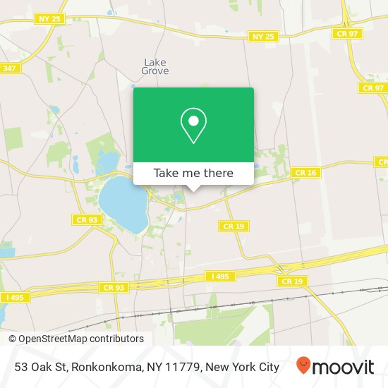 Mapa de 53 Oak St, Ronkonkoma, NY 11779