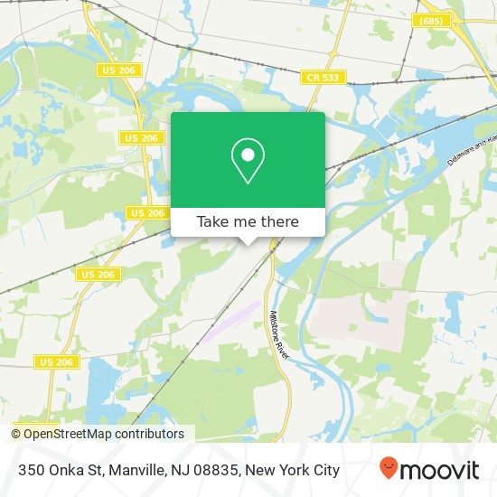 Mapa de 350 Onka St, Manville, NJ 08835