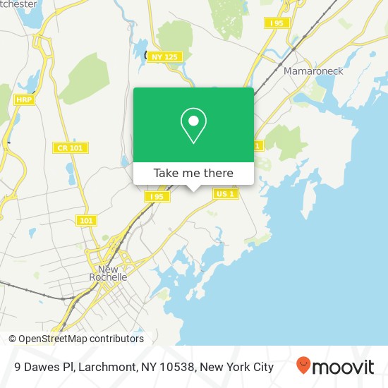 Mapa de 9 Dawes Pl, Larchmont, NY 10538
