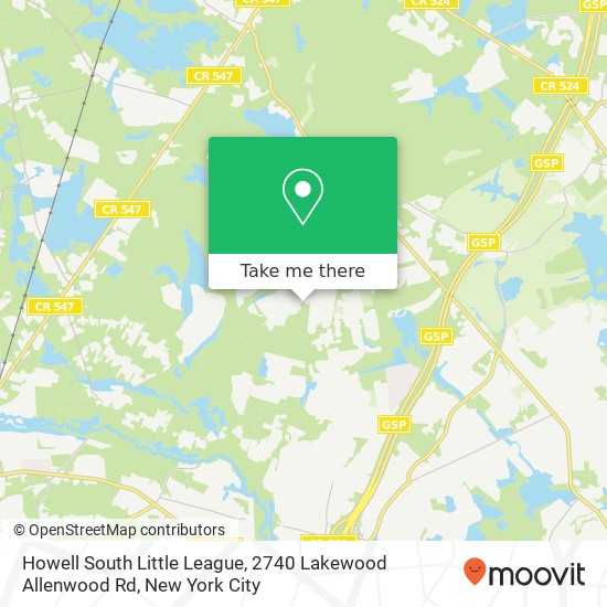 Howell South Little League, 2740 Lakewood Allenwood Rd map