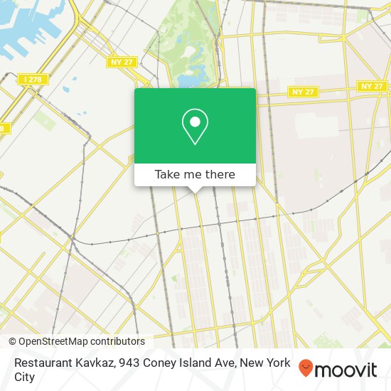 Mapa de Restaurant Kavkaz, 943 Coney Island Ave