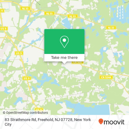 Mapa de 83 Strathmore Rd, Freehold, NJ 07728