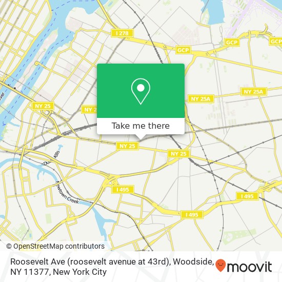 Mapa de Roosevelt Ave (roosevelt avenue at 43rd), Woodside, NY 11377