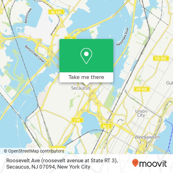 Mapa de Roosevelt Ave (roosevelt avenue at State RT 3), Secaucus, NJ 07094