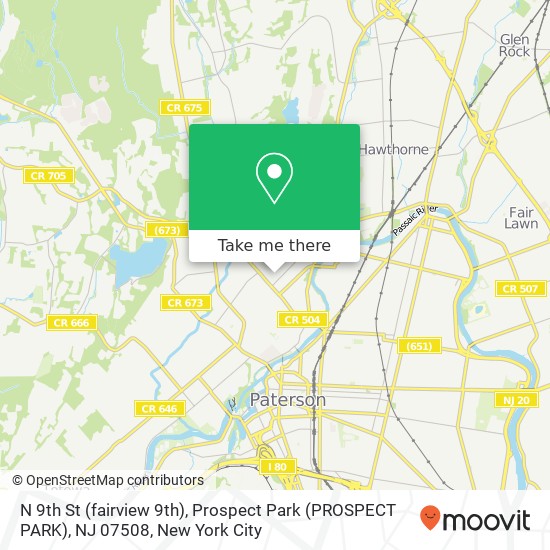 Mapa de N 9th St (fairview 9th), Prospect Park (PROSPECT PARK), NJ 07508