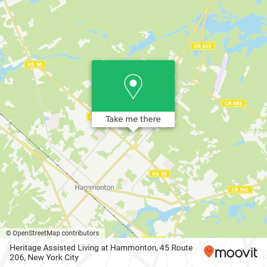 Heritage Assisted Living at Hammonton, 45 Route 206 map