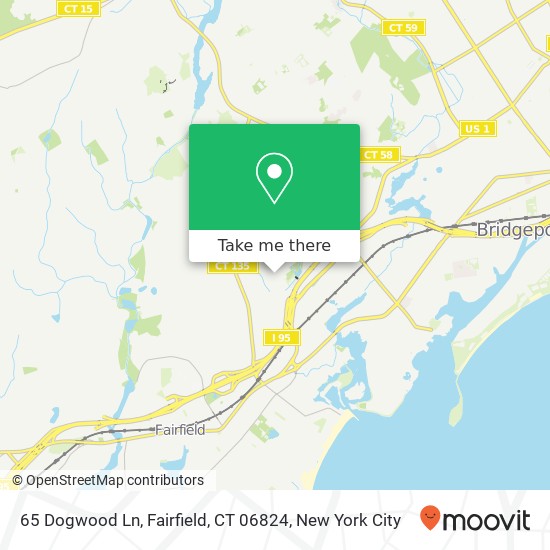 Mapa de 65 Dogwood Ln, Fairfield, CT 06824
