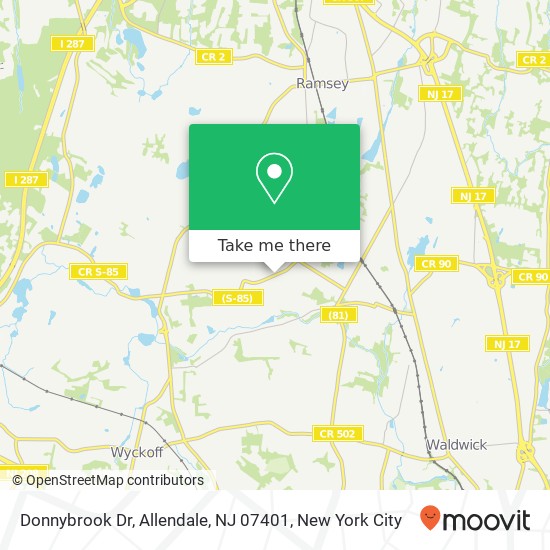 Mapa de Donnybrook Dr, Allendale, NJ 07401