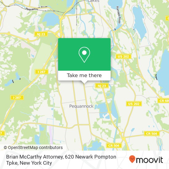 Mapa de Brian McCarthy Attorney, 620 Newark Pompton Tpke