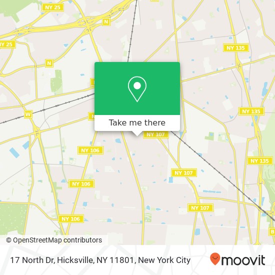 Mapa de 17 North Dr, Hicksville, NY 11801