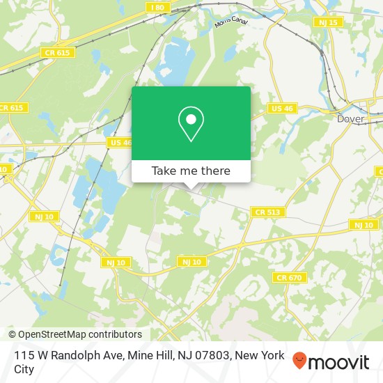 Mapa de 115 W Randolph Ave, Mine Hill, NJ 07803