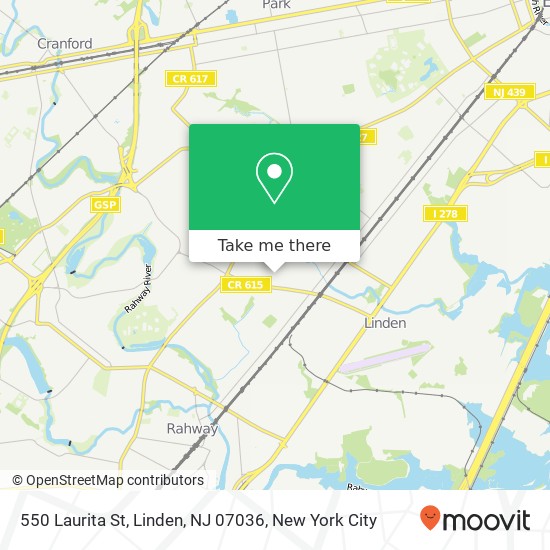 Mapa de 550 Laurita St, Linden, NJ 07036