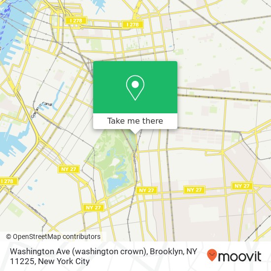 Mapa de Washington Ave (washington crown), Brooklyn, NY 11225