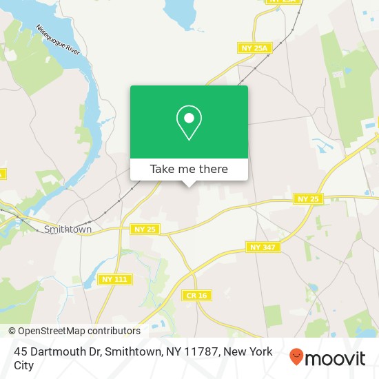 45 Dartmouth Dr, Smithtown, NY 11787 map