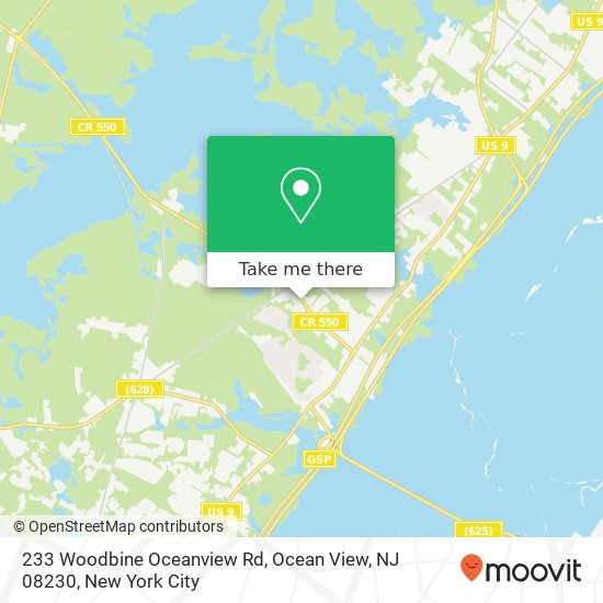 Mapa de 233 Woodbine Oceanview Rd, Ocean View, NJ 08230