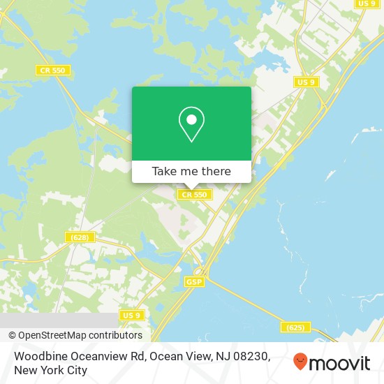 Mapa de Woodbine Oceanview Rd, Ocean View, NJ 08230