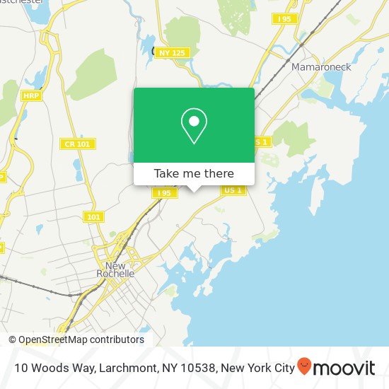 Mapa de 10 Woods Way, Larchmont, NY 10538