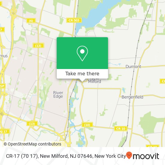 Mapa de CR-17 (70 17), New Milford, NJ 07646
