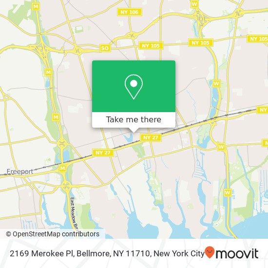 Mapa de 2169 Merokee Pl, Bellmore, NY 11710