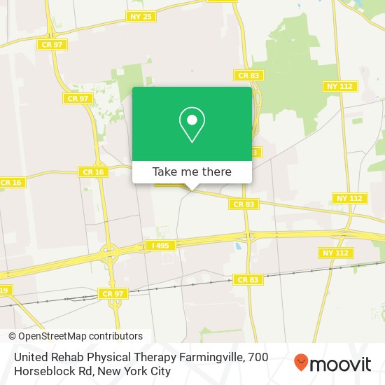 United Rehab Physical Therapy Farmingville, 700 Horseblock Rd map