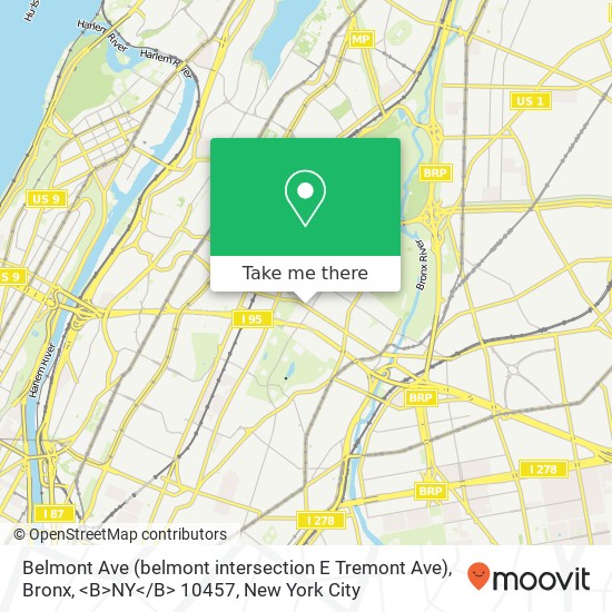 Belmont Ave (belmont intersection E Tremont Ave), Bronx, <B>NY< / B> 10457 map