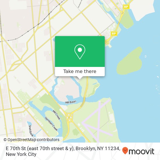 Mapa de E 70th St (east 70th street & y), Brooklyn, NY 11234