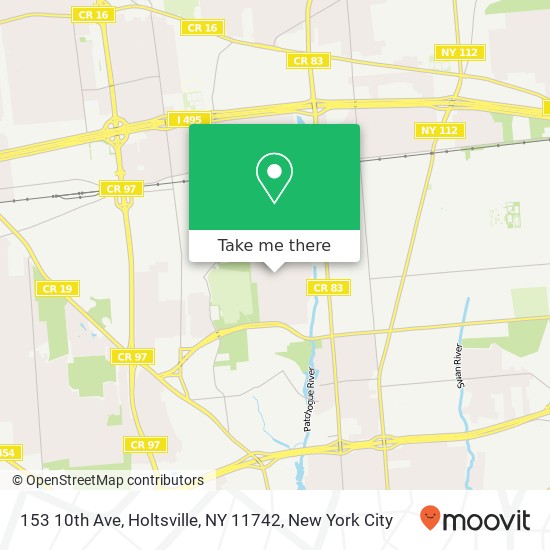 Mapa de 153 10th Ave, Holtsville, NY 11742