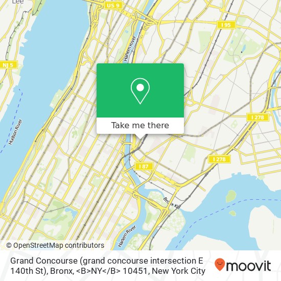 Grand Concourse (grand concourse intersection E 140th St), Bronx, <B>NY< / B> 10451 map