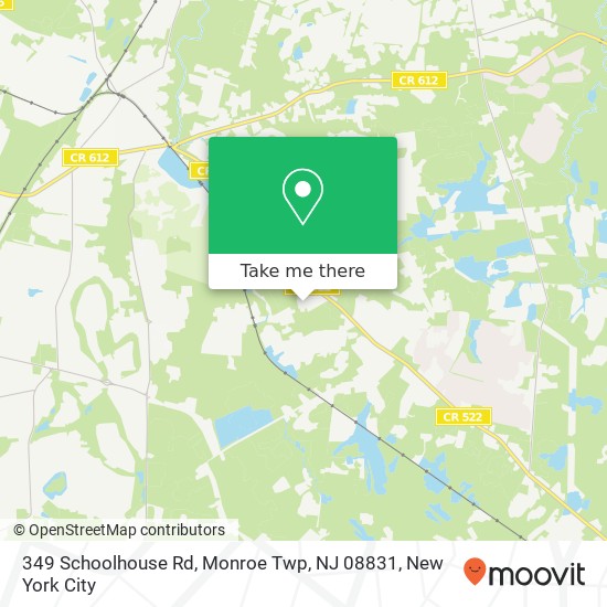 Mapa de 349 Schoolhouse Rd, Monroe Twp, NJ 08831