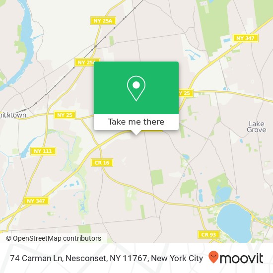 Mapa de 74 Carman Ln, Nesconset, NY 11767