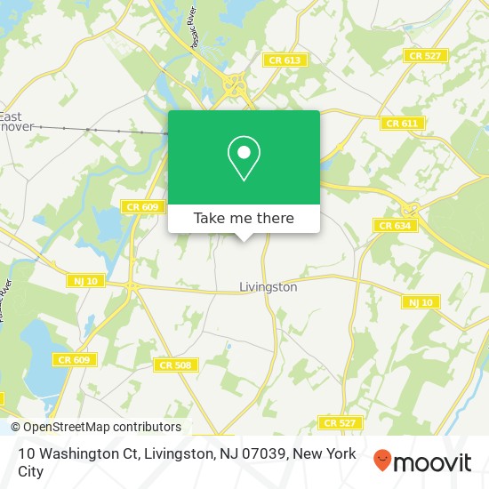 Mapa de 10 Washington Ct, Livingston, NJ 07039