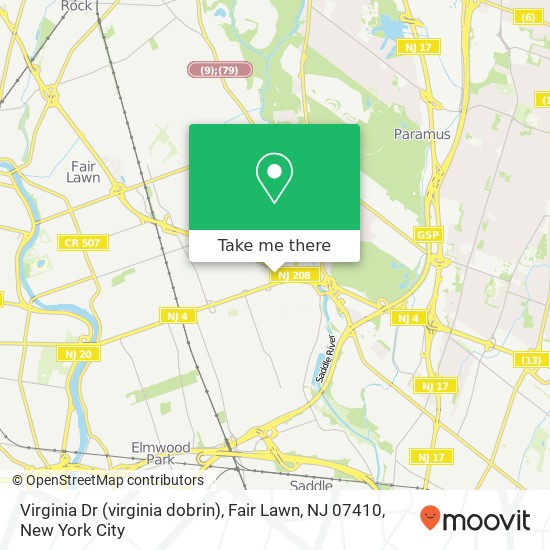 Mapa de Virginia Dr (virginia dobrin), Fair Lawn, NJ 07410