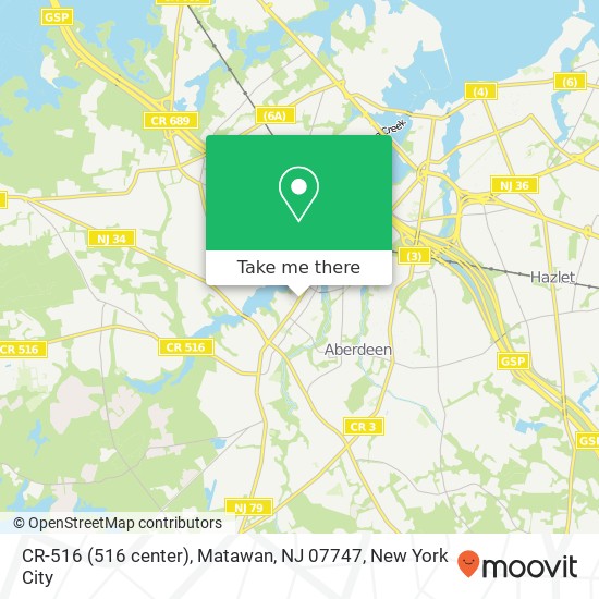 Mapa de CR-516 (516 center), Matawan, NJ 07747