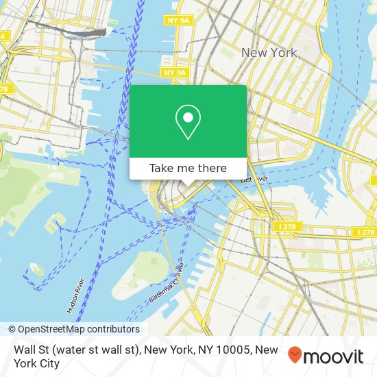 Mapa de Wall St (water st wall st), New York, NY 10005