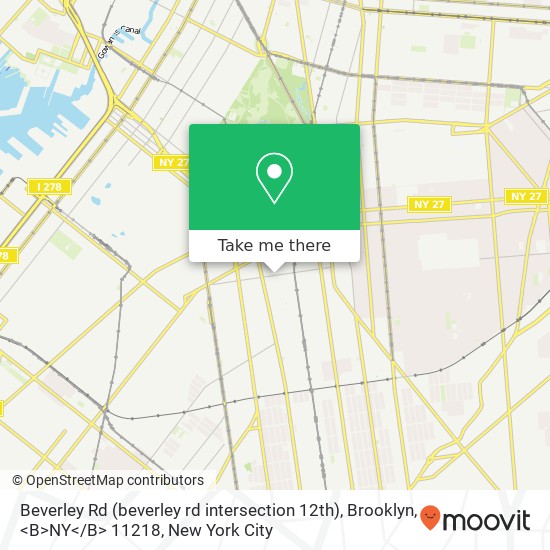 Mapa de Beverley Rd (beverley rd intersection 12th), Brooklyn, <B>NY< / B> 11218