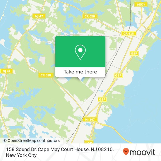 Mapa de 158 Sound Dr, Cape May Court House, NJ 08210