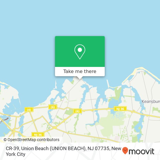 Mapa de CR-39, Union Beach (UNION BEACH), NJ 07735