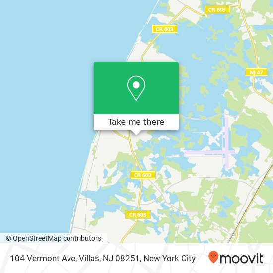 Mapa de 104 Vermont Ave, Villas, NJ 08251