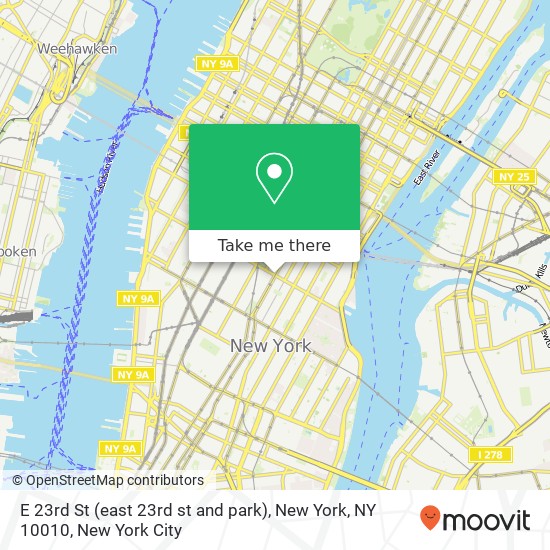Mapa de E 23rd St (east 23rd st and park), New York, NY 10010
