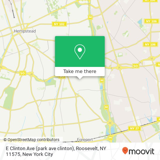 Mapa de E Clinton Ave (park ave clinton), Roosevelt, NY 11575