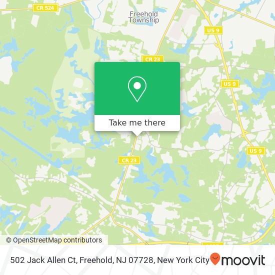 Mapa de 502 Jack Allen Ct, Freehold, NJ 07728