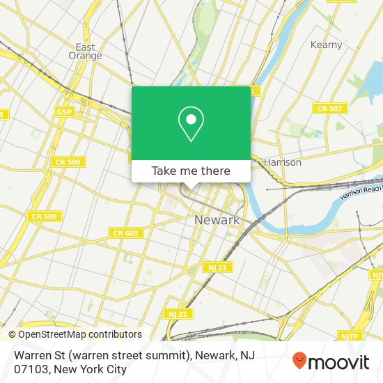 Mapa de Warren St (warren street summit), Newark, NJ 07103